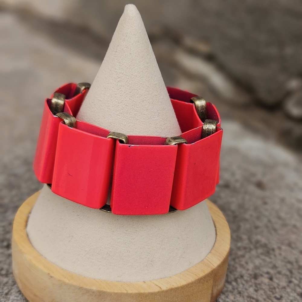 J. Crew Neon Pink Chunky Metal Statement Bracelet Women's Jewelry